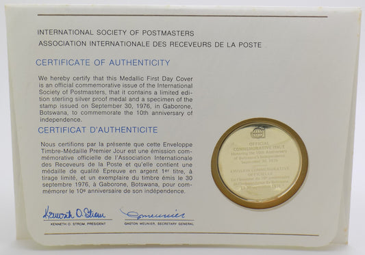 1976 Int'l Society of Postmasters 10th Ann. Republic of Botswana Silver Medal