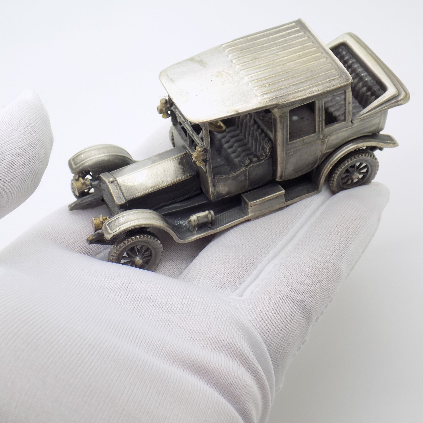 Vintage Italian Silver Rolls-Royce 1912 Car Rare Figurine 1970s 1980s, 144g