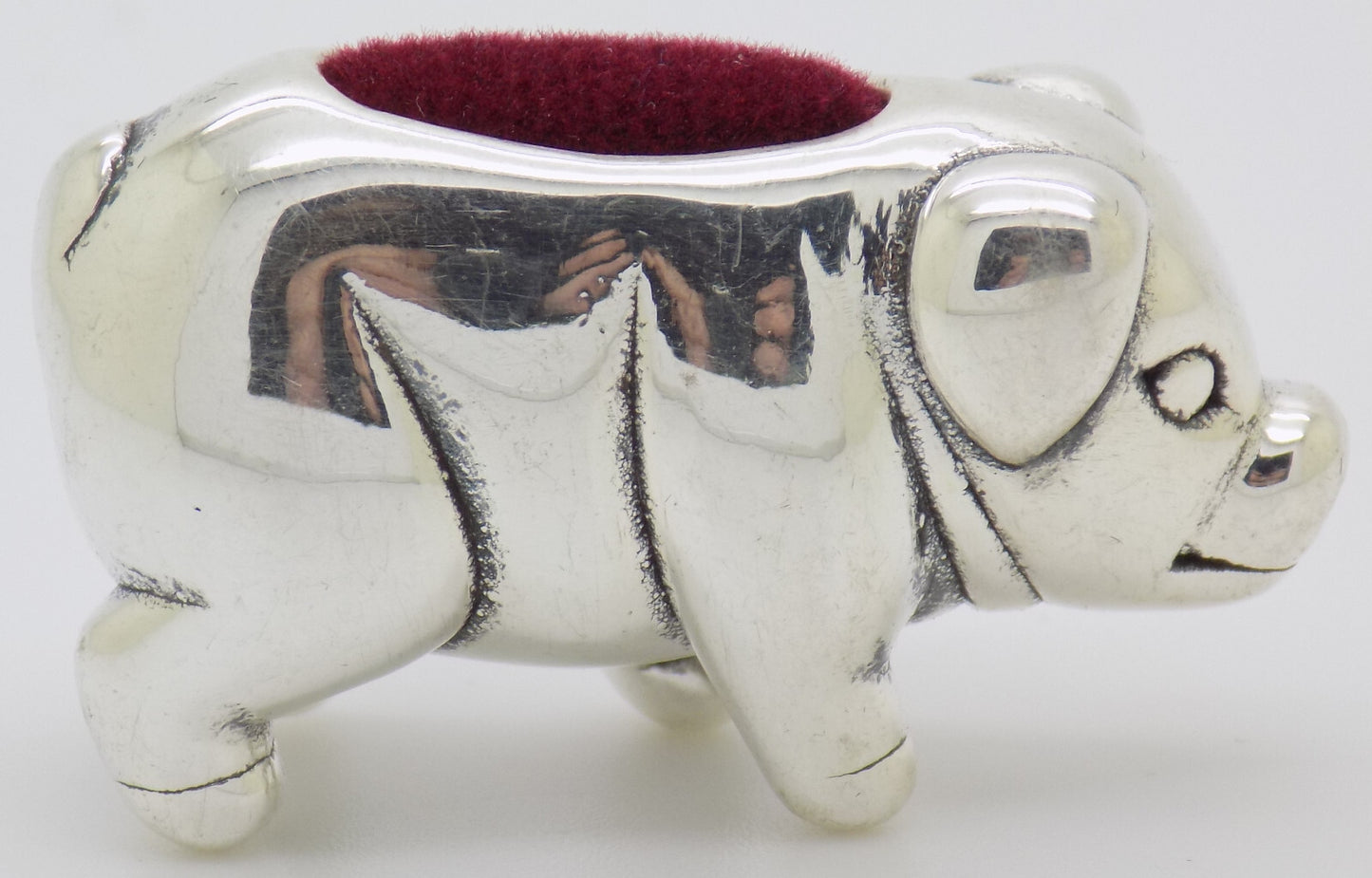 Sterling Silver 925 Victoria Era Style Piggy Pig Pin Cushion Figurine w/t Box
