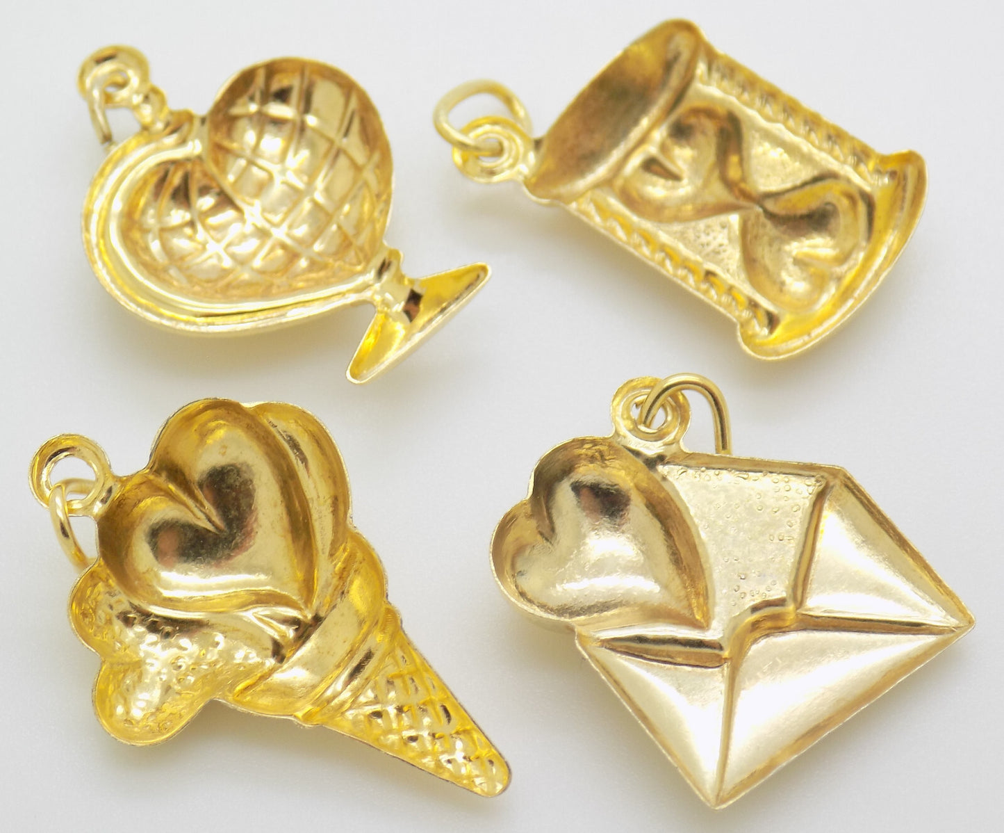 4 x Vintage Italian Handmade Sterling Silver 925 Lucky Charm Love Charm Pendants