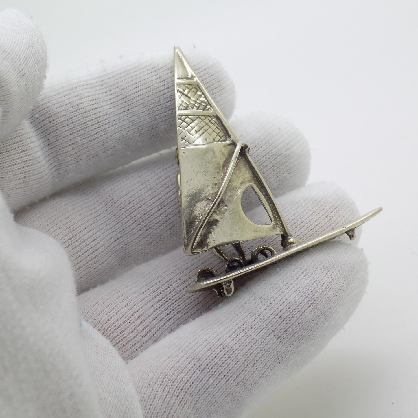 Vintage Italian Genuine Silver 800 Windsurf Large Miniature Figurine
