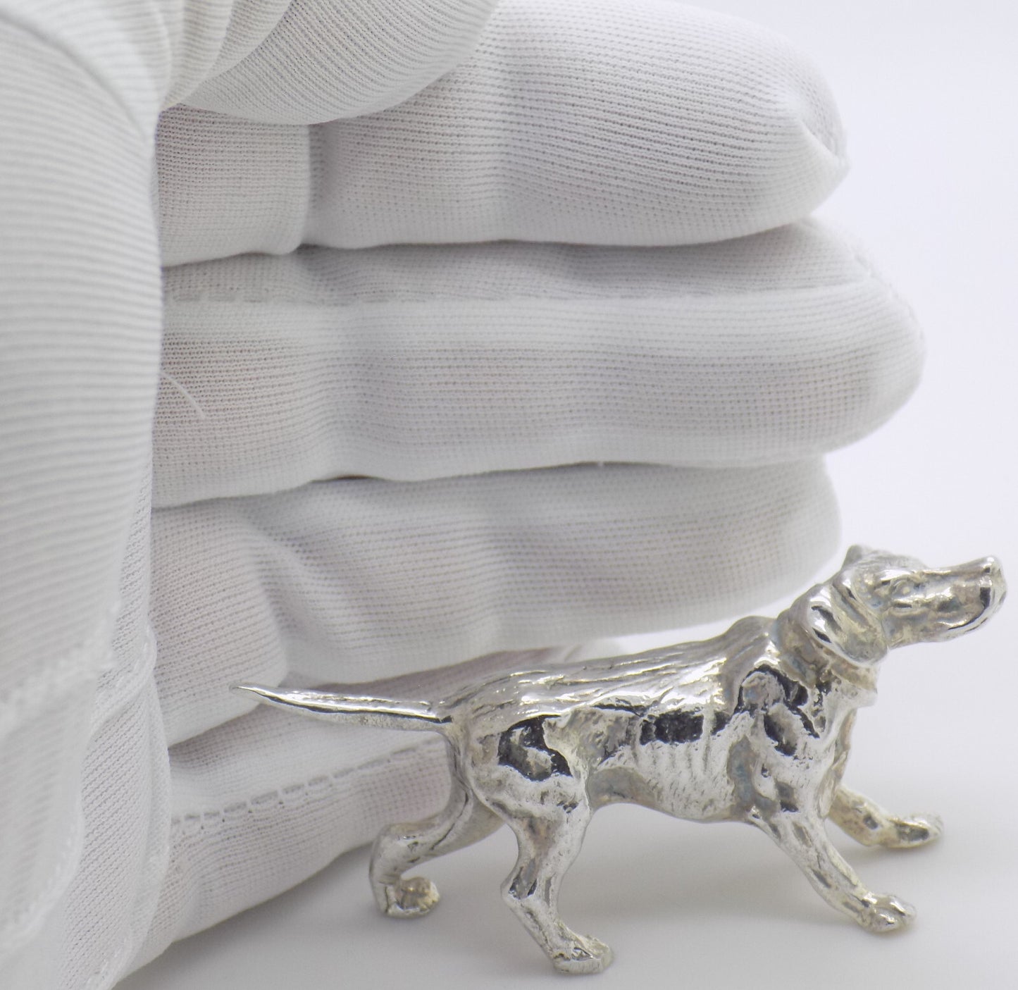 Vintage Italian Handmade Genuine Silver .800 Hunting Dog Heavy Figurine