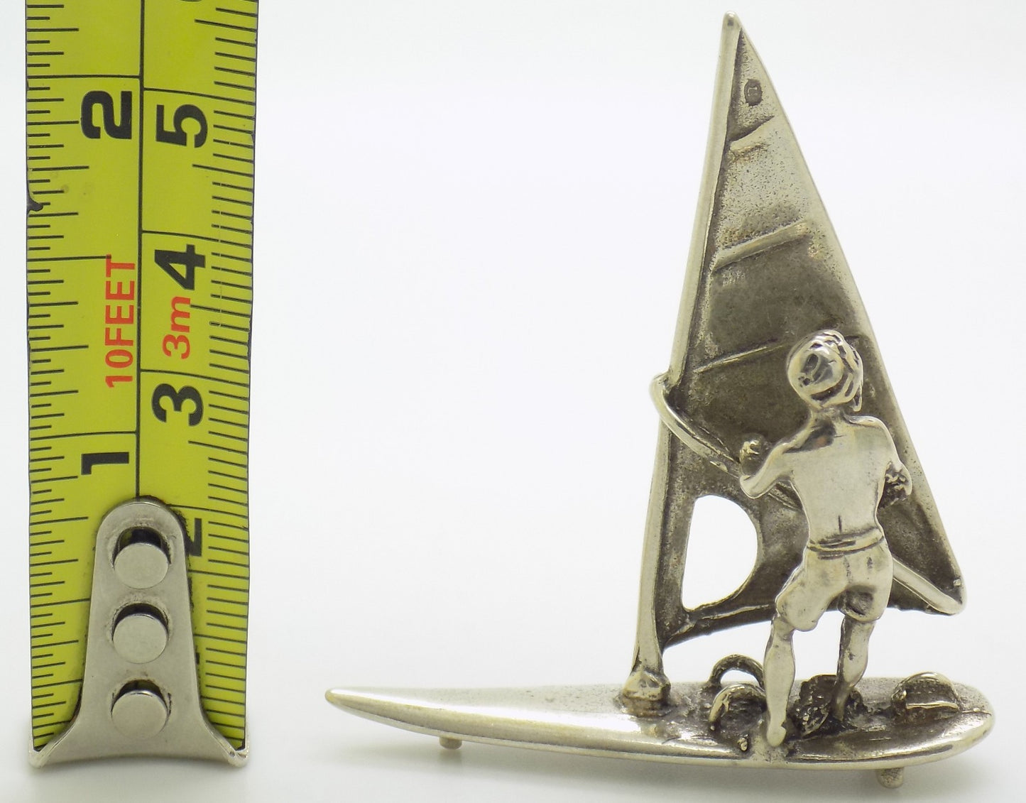 Vintage Italian Genuine Silver 800 Windsurf Large Miniature Figurine