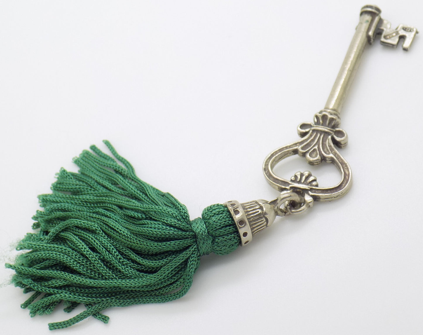 Vintage Italian Handmade Genuine Silver LIFE SIZE Secret Drawer Key w/t Tassel
