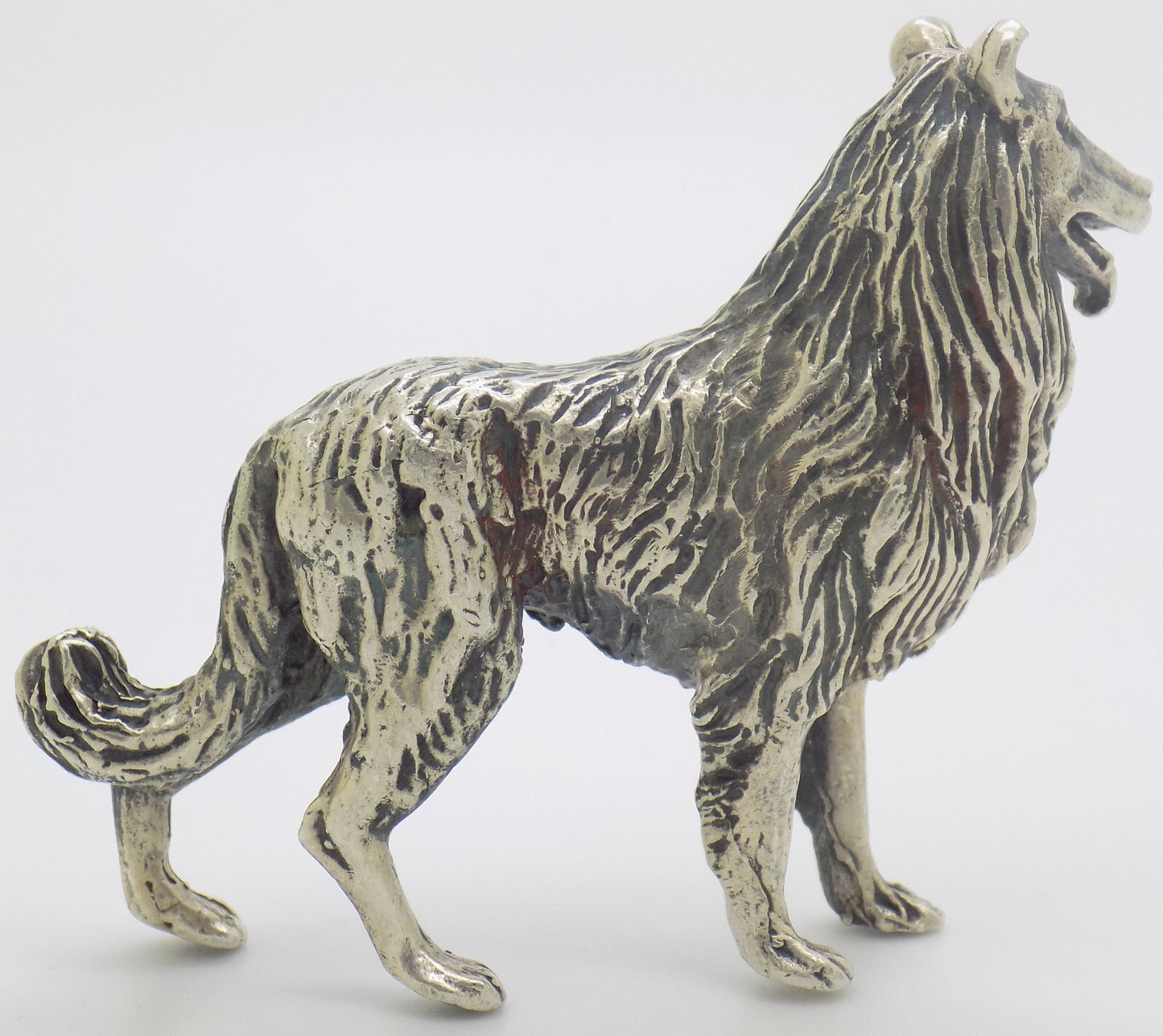Vintage Italian 800 Silver Collie Dog Rare Figurine Large Arezzo Tuscany 1970s
