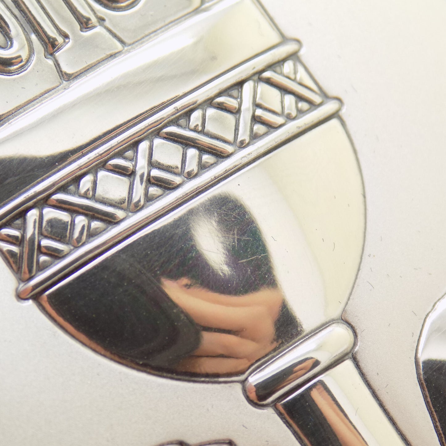 Vintage Italian Handmade Silver Lamina Sheet JHS Christian Icon (Small Defect)