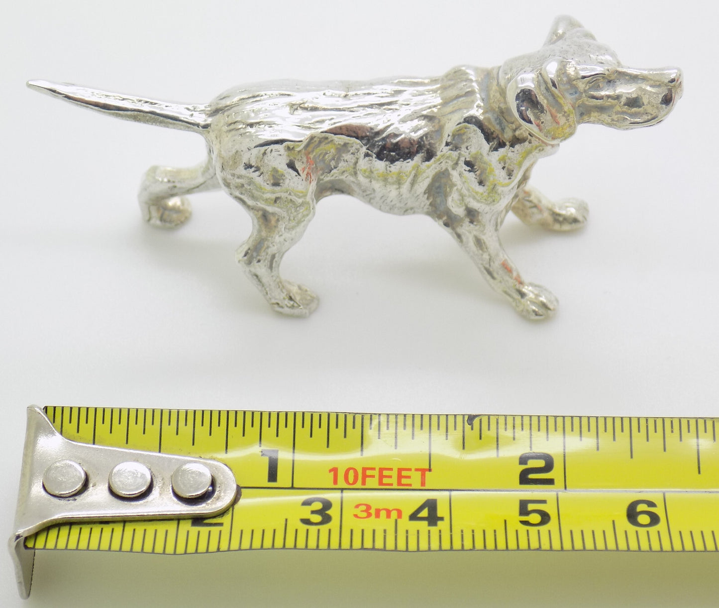Vintage Italian Handmade Genuine Silver .800 Hunting Dog Heavy Figurine