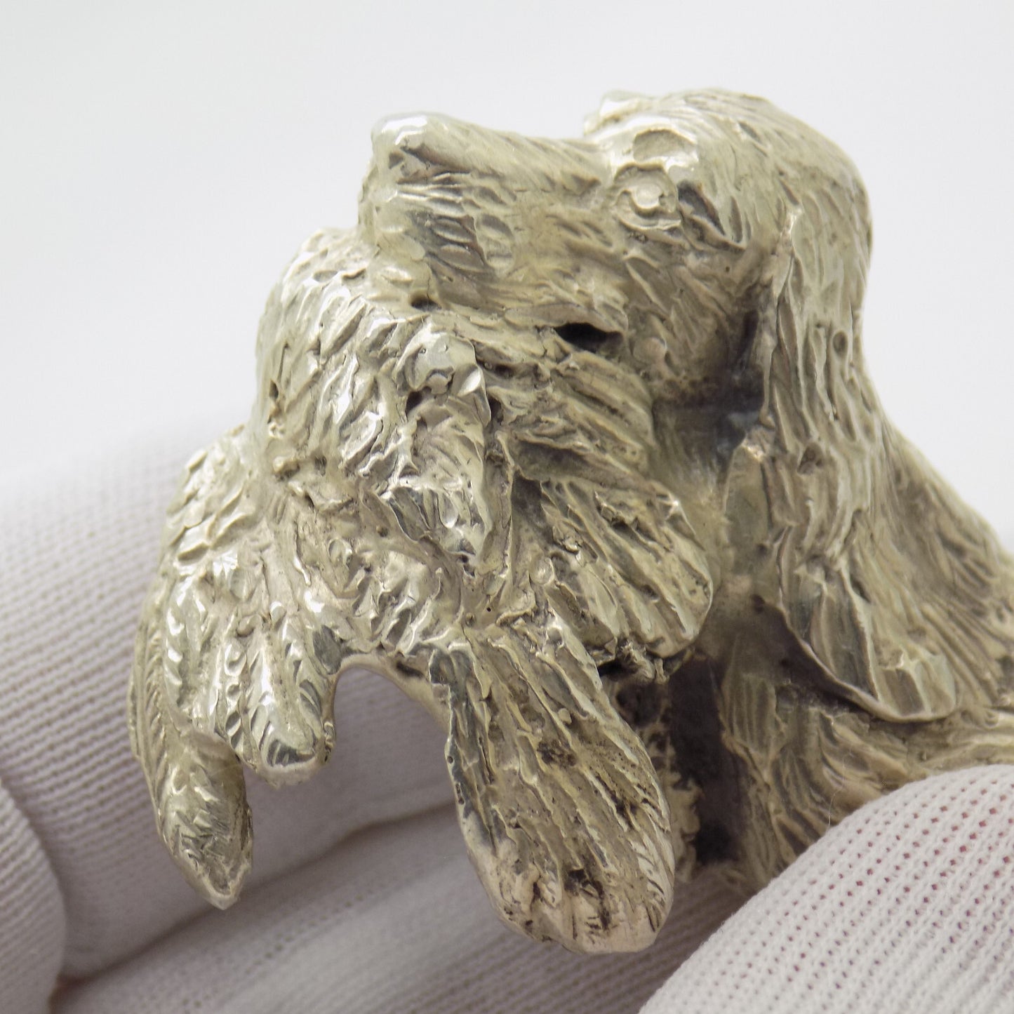 Large Vintage Italian Silver Hunting Spaniel Dog Figurine 800 Handmade Florence