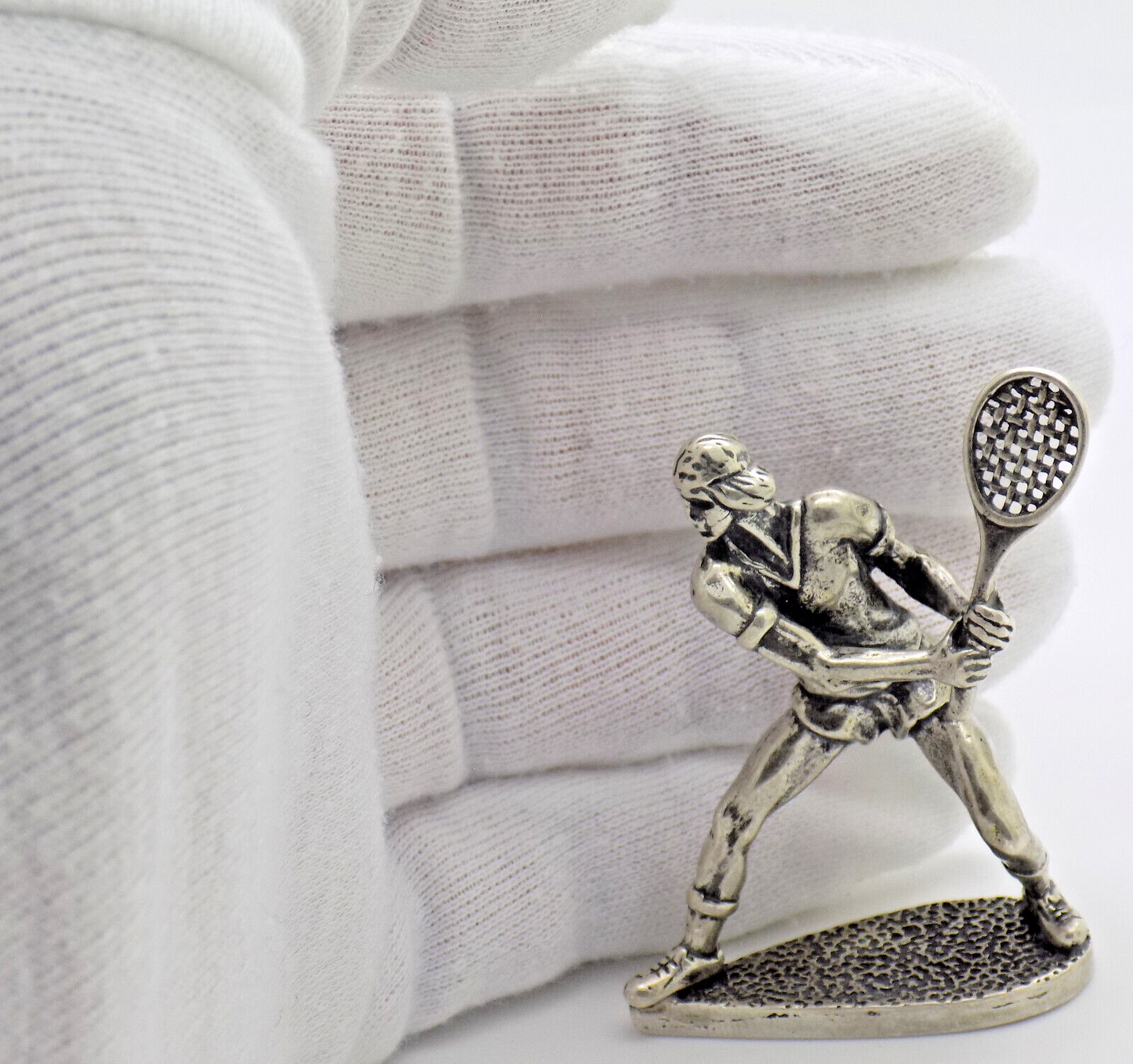 Vintage Italian Handmade Genuine Silver .800 RARE & Large Tennis Player Figurine