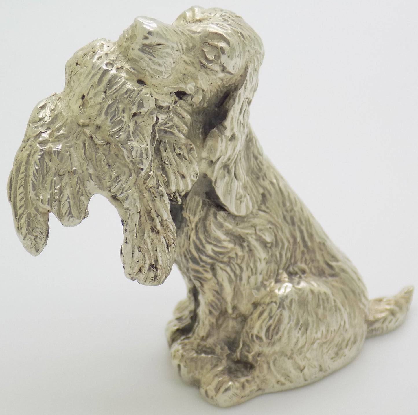 Large Vintage Italian Silver Hunting Spaniel Dog Figurine 800 Handmade Florence