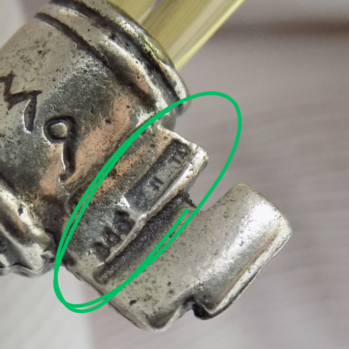 Vintage Italian Silver and Yellow Plexiglas Life Size Key Taranto 1980s 1990s