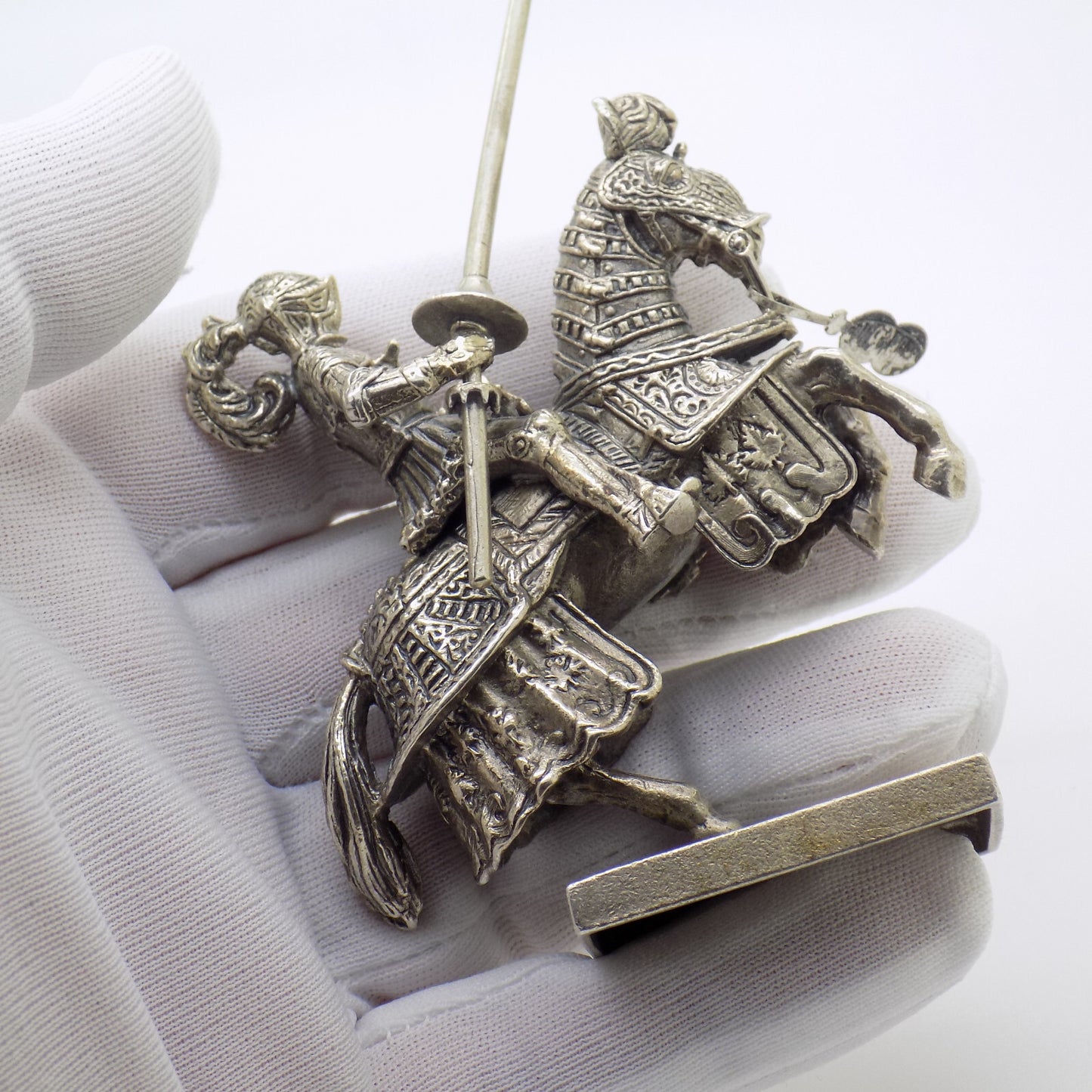 Vintage Italian Handmade Genuine Silver Medieval Jousting Knight Figurine Statue