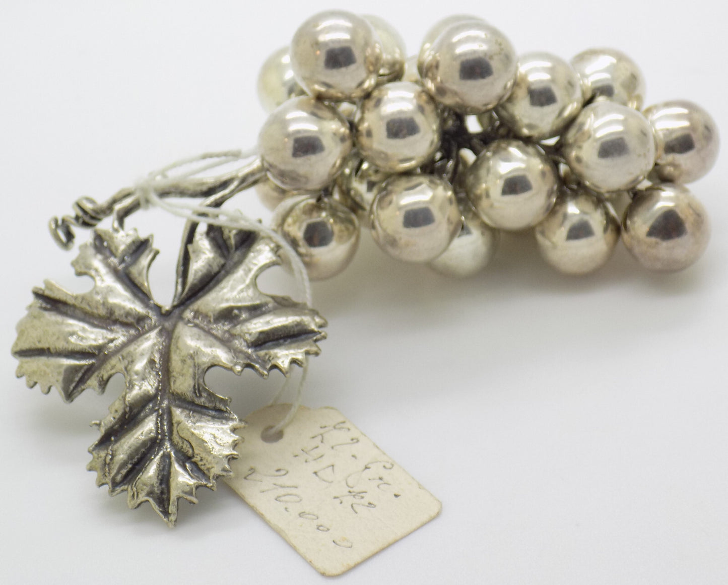 Vintage Italian Handmade Genuine Silver .800 Large Bunch of Grapes Figurine