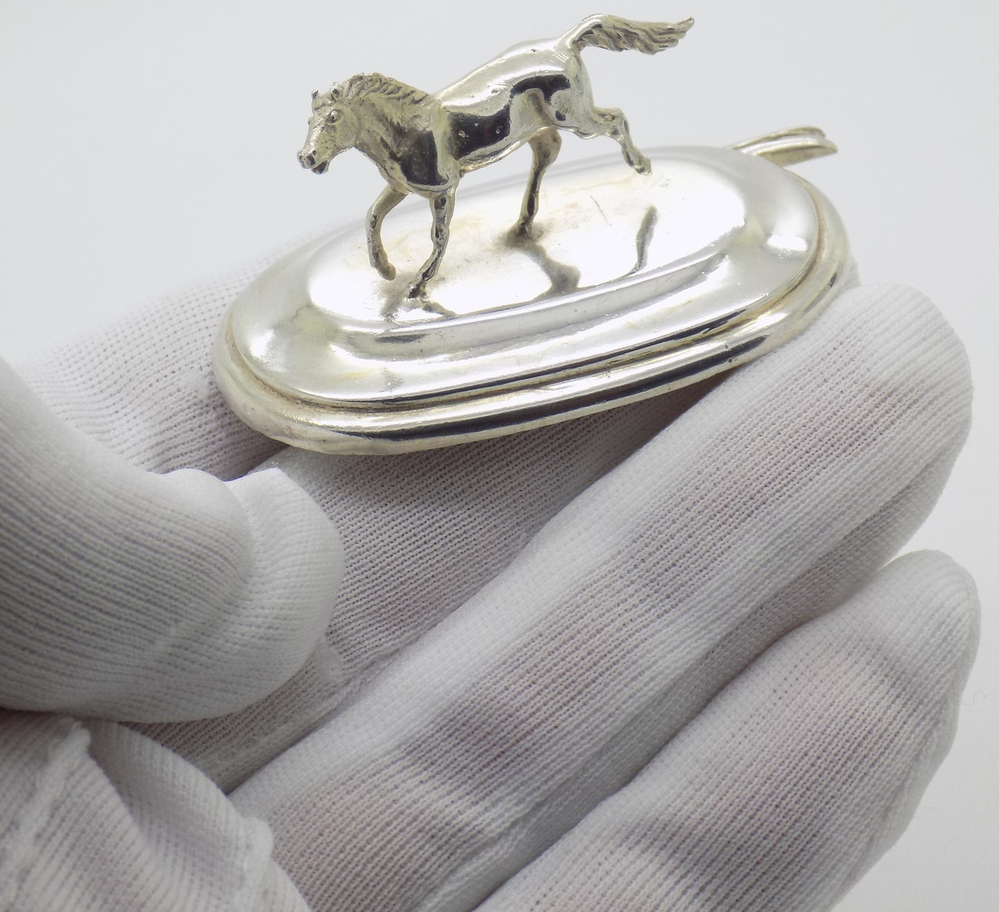Vintage Italian Handmade Genuine Silver Horse Place Card Holder Florence Tuscany