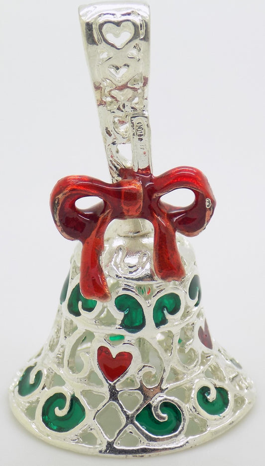 Vintage Italian Handmade Genuine Silver Christmas Decorative Bell Figurine