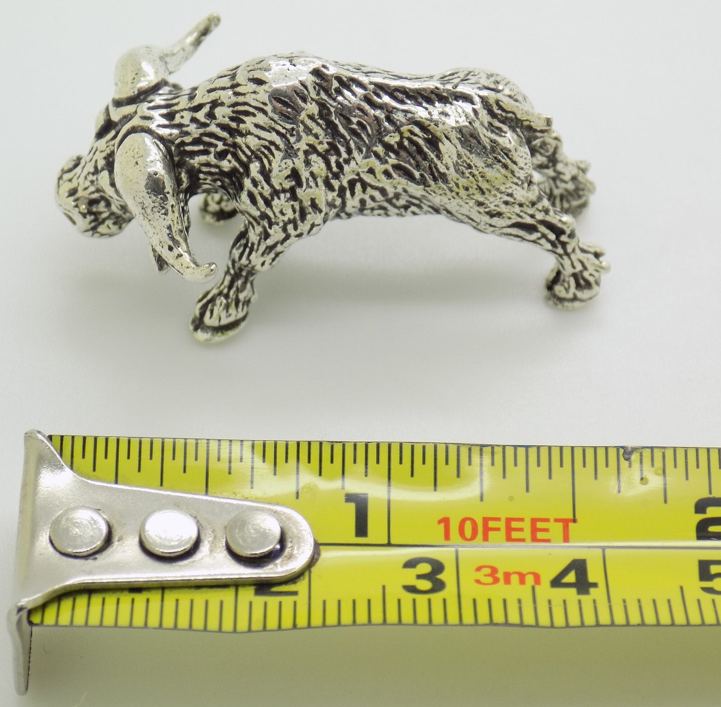 Vintage Italian Handmade Genuine Silver .800 Buffalo Detailed Figurine Statue