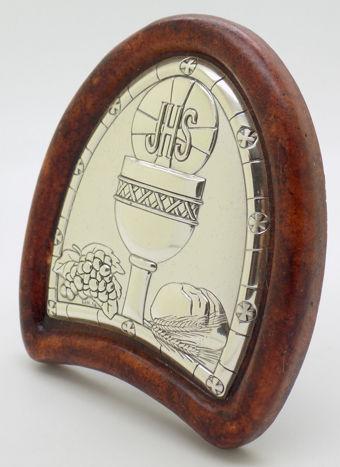 Vintage Italian Handmade Silver Lamina Sheet JHS Christian Icon (Small Defect)