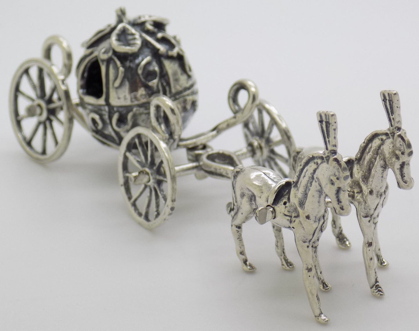 Vintage Italian Handmade Genuine Silver Cinderella Princess Carriage Figurine
