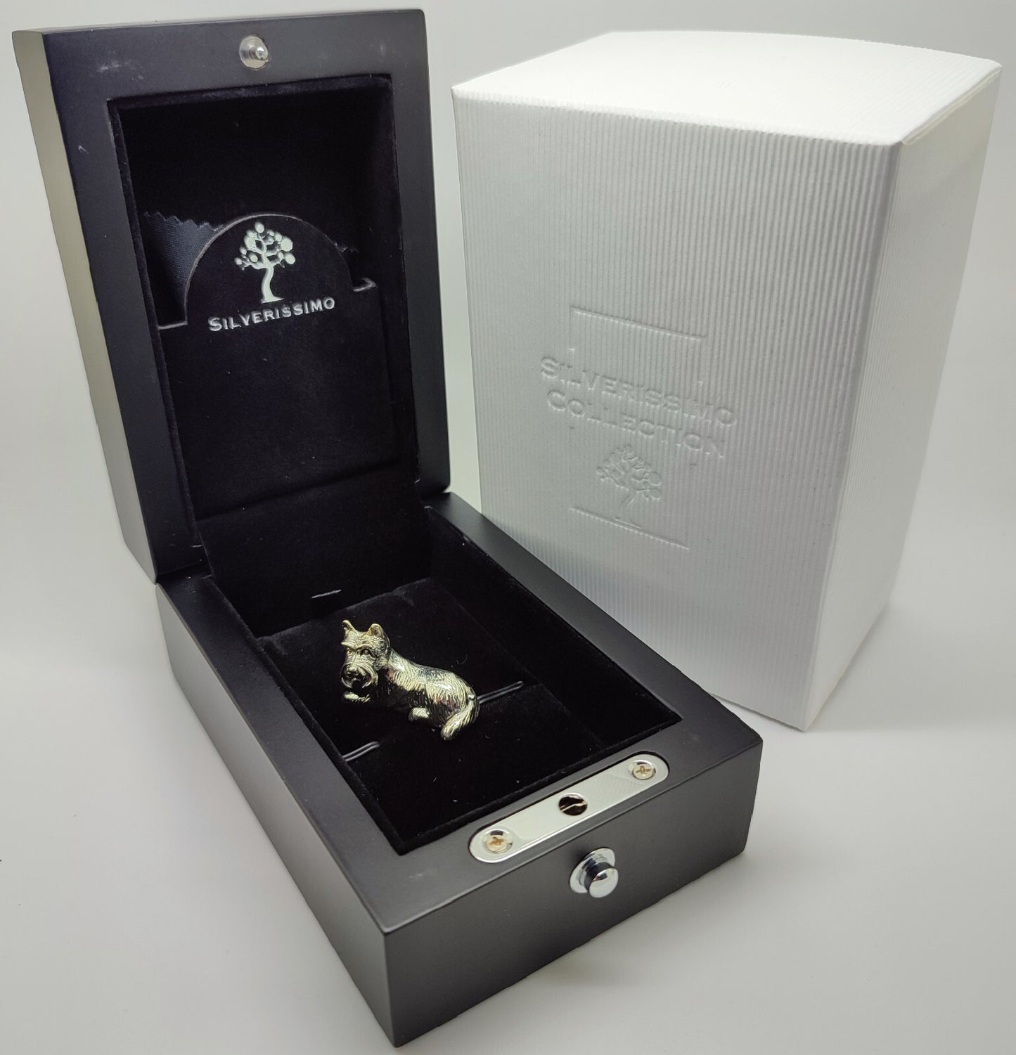 Sterling Silver 925 Victoria Era Style Scottish Terrier Dog Figurine w/t Box