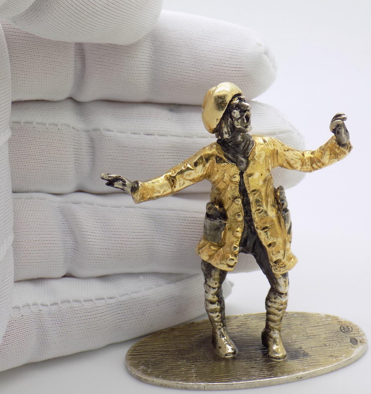 Vintage Italian Handmade Genuine Silver Stenterello Commedia dell’Arte Figurine