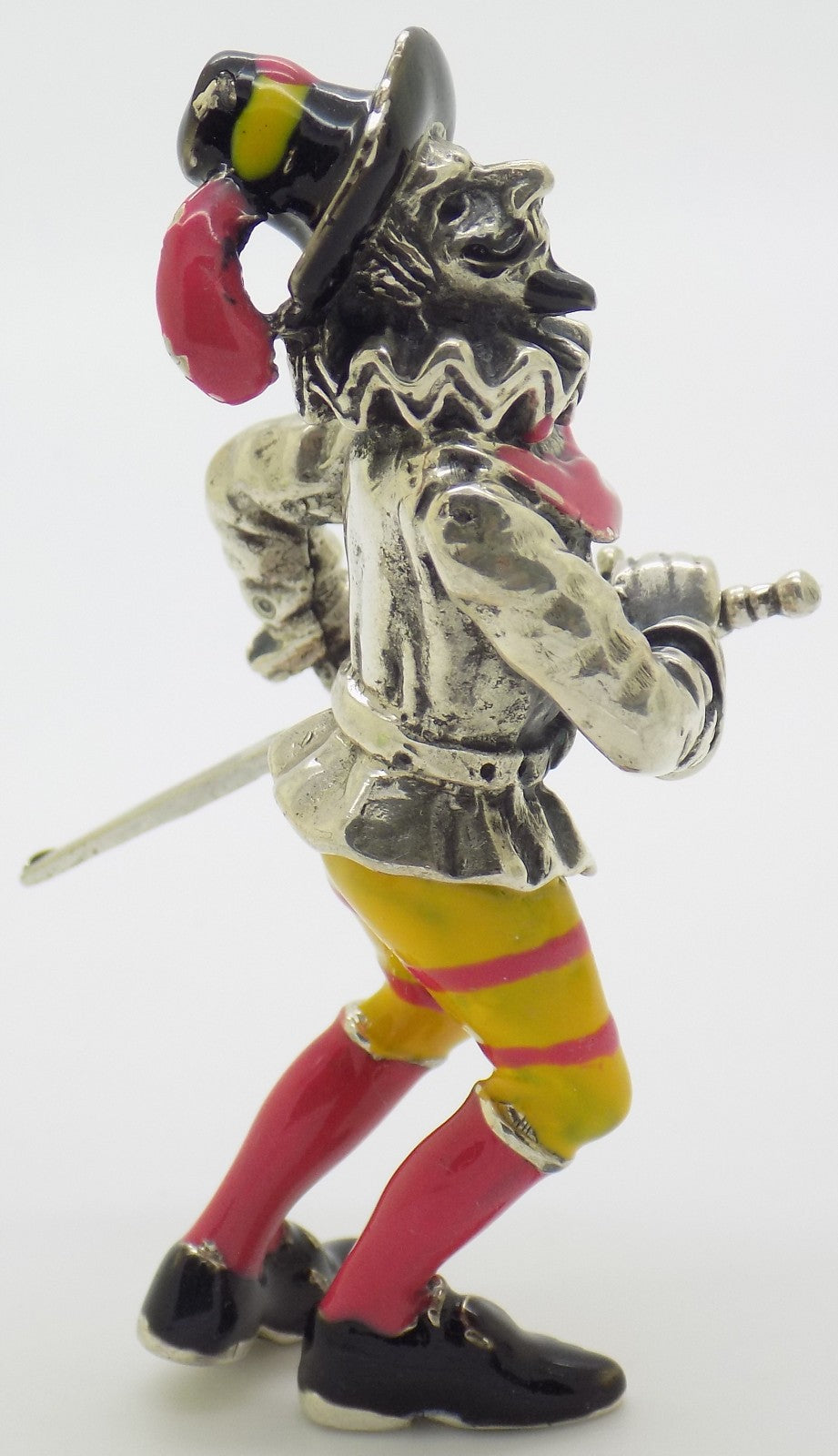 Vintage Italian Silver 800 Angini Enameled Capitan Spaventa Figurine Tuscany