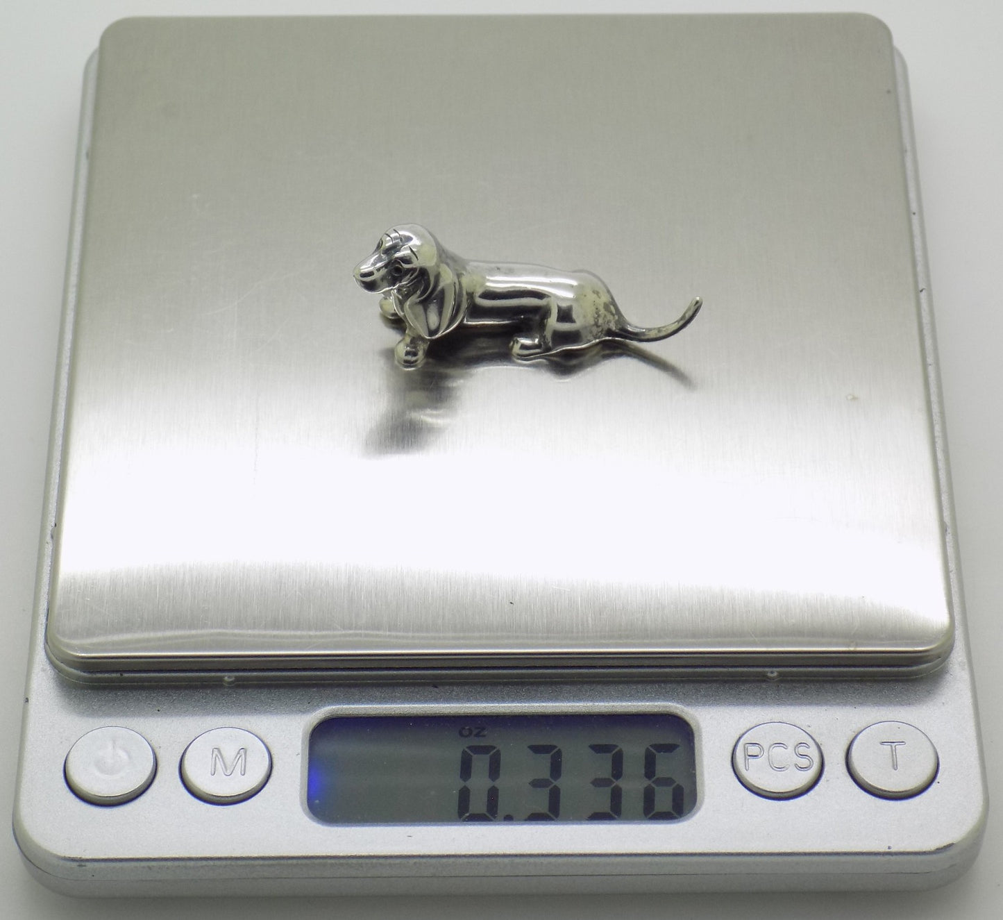 Vintage Italian Handmade Genuine Silver Wiener Dog Dachshund Dollhouse Miniature