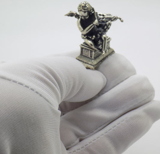 Vintage Italian Silver Angel with Violin Candle Holder Handmade Small 800 Silver