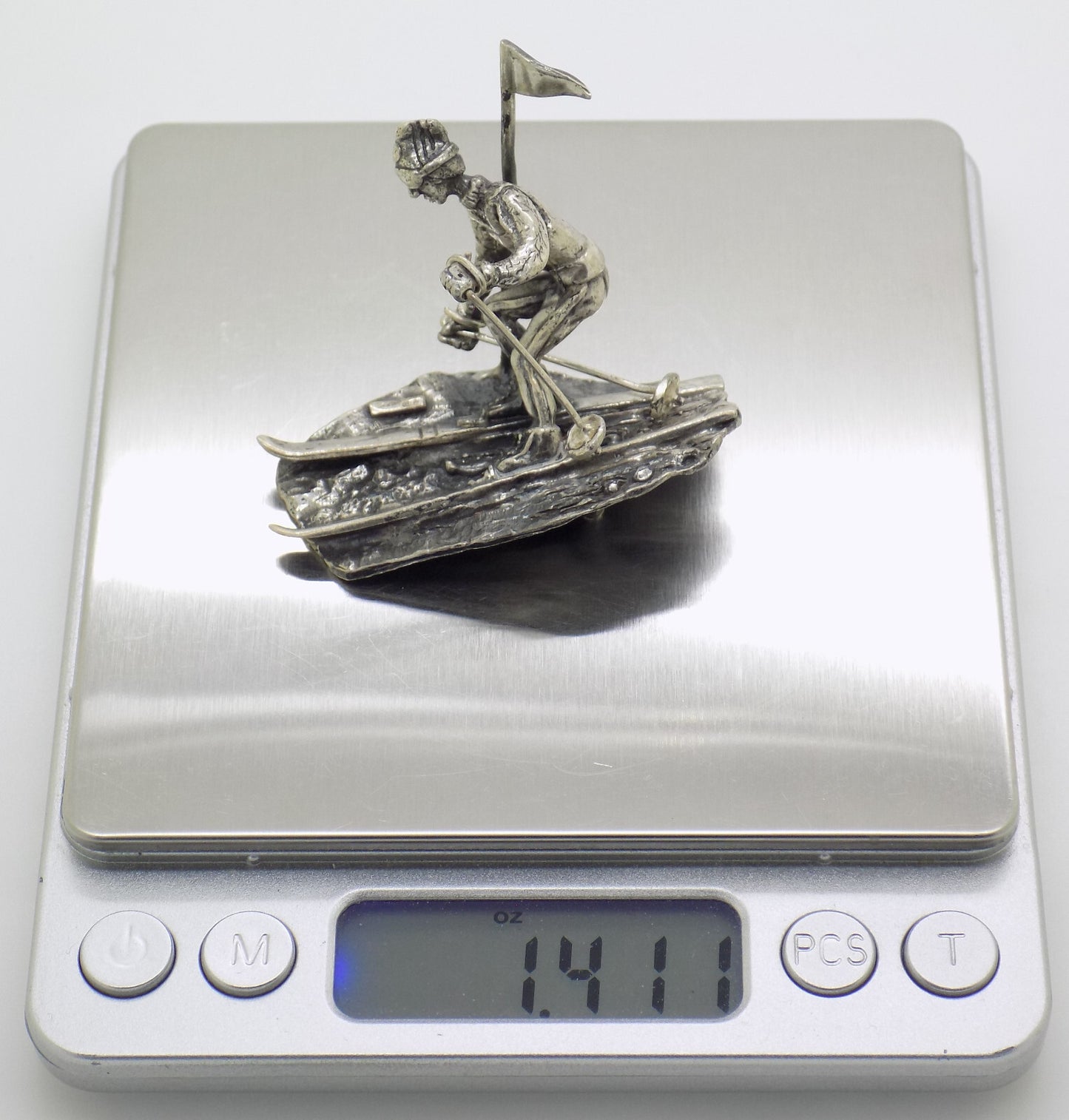 Vintage Italian Handmade Sterling Silver 925 Detailed Slalom Skier RARE Figurine