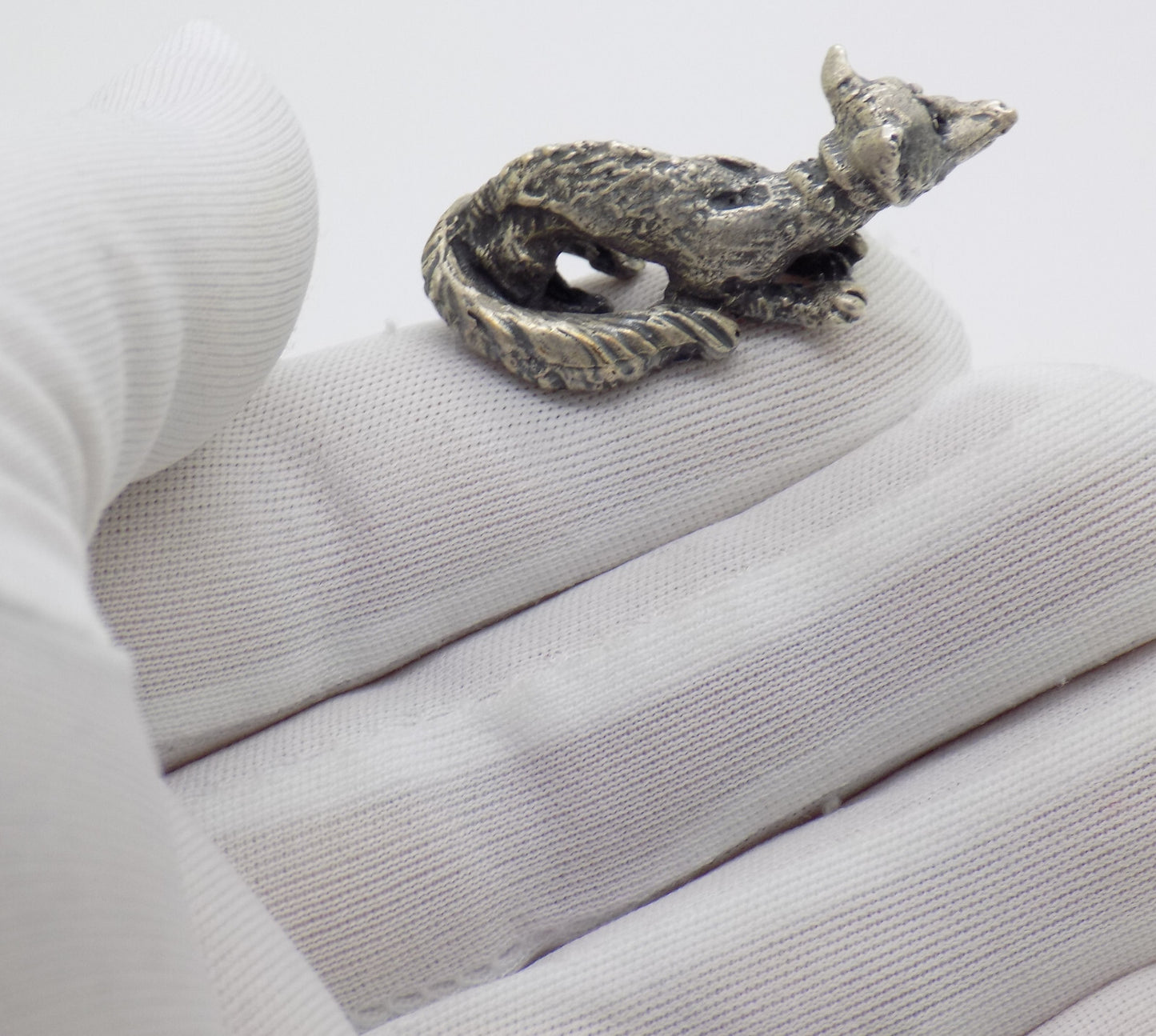Vintage Italian Handmade Genuine Silver .800 Weasel Rare Figurine Miniature