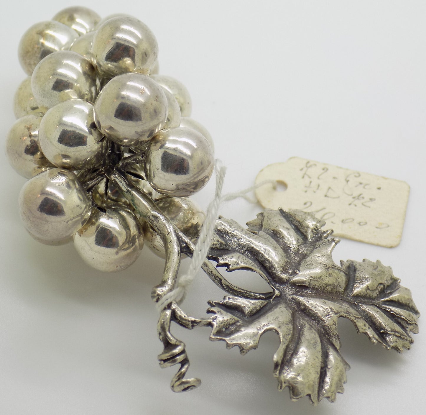 Vintage Italian Handmade Genuine Silver .800 Large Bunch of Grapes Figurine