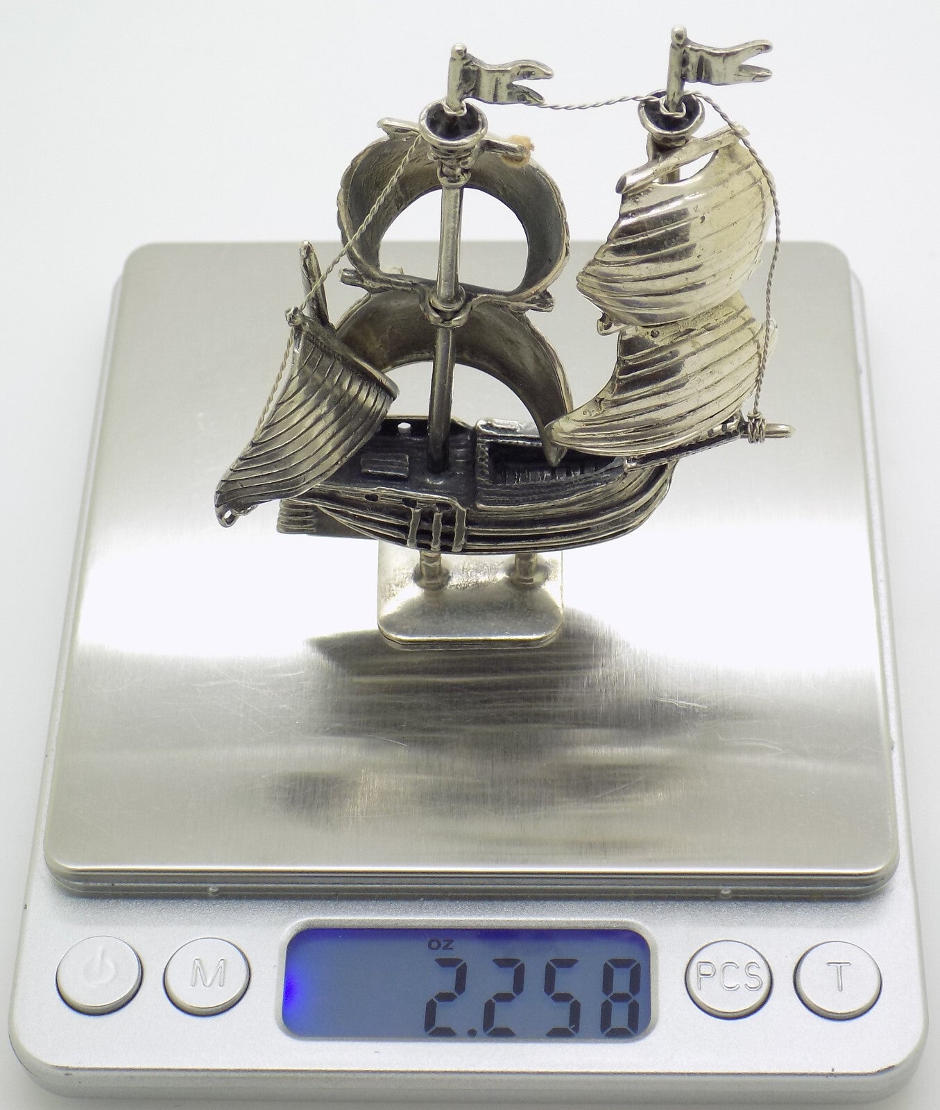 Vintage Italian Handmade Genuine Silver .800 Galleon Ship LARGE RARE Figurine