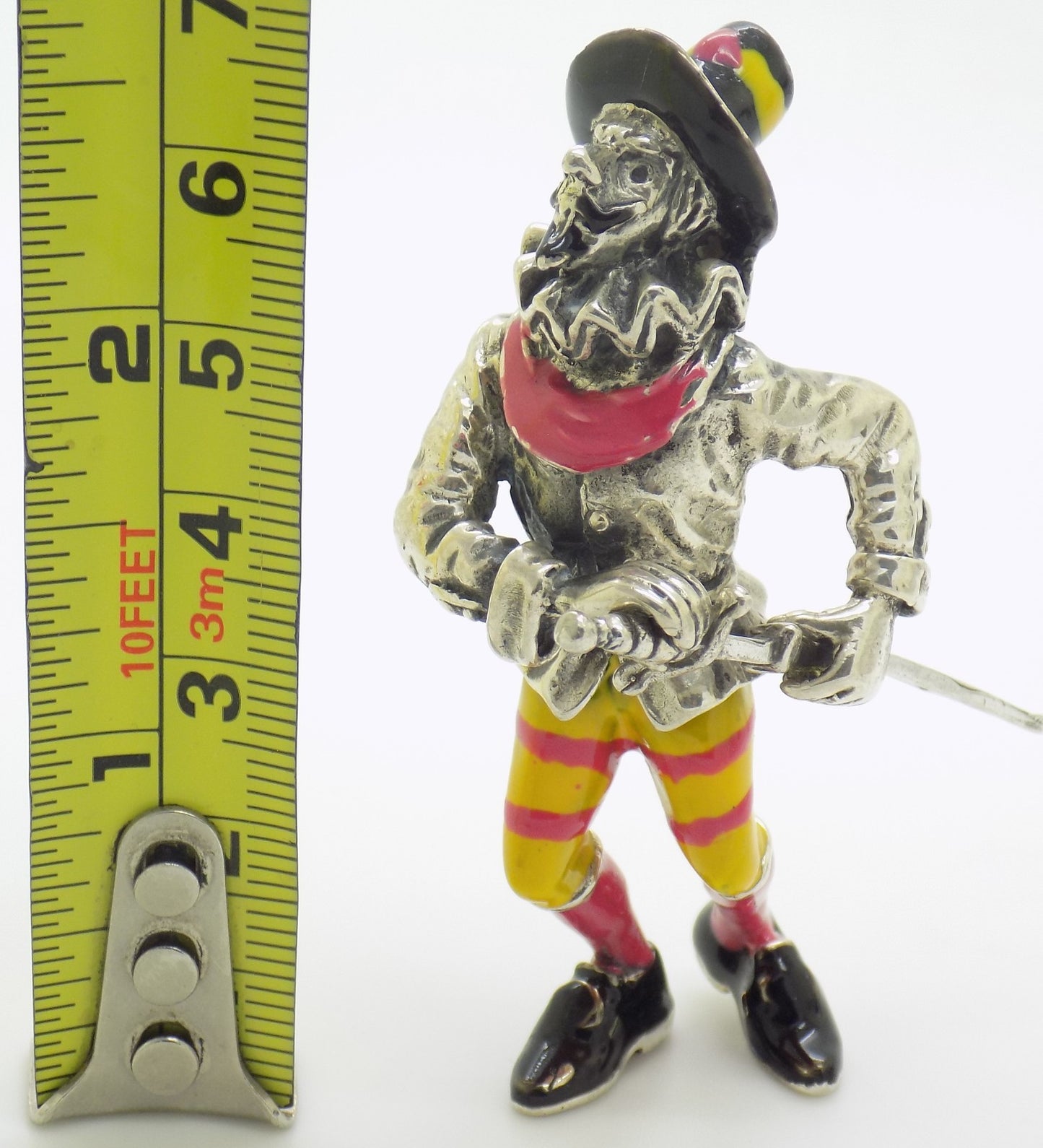 Vintage Italian Silver 800 Angini Enameled Capitan Spaventa Figurine Tuscany