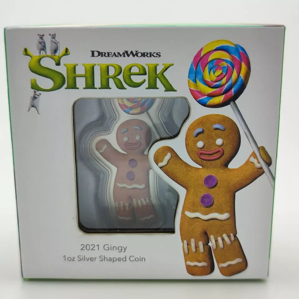 2021 Niue $2 E.T. Shrek Gingy Cookie 1oz 999% Pure Silver Shaped Coin #0015