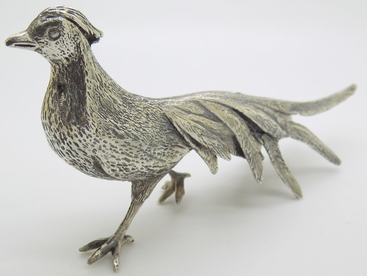 Vintage Italian Handmade Silver 800 Pheasant Large Figurine Animal Sculpture
