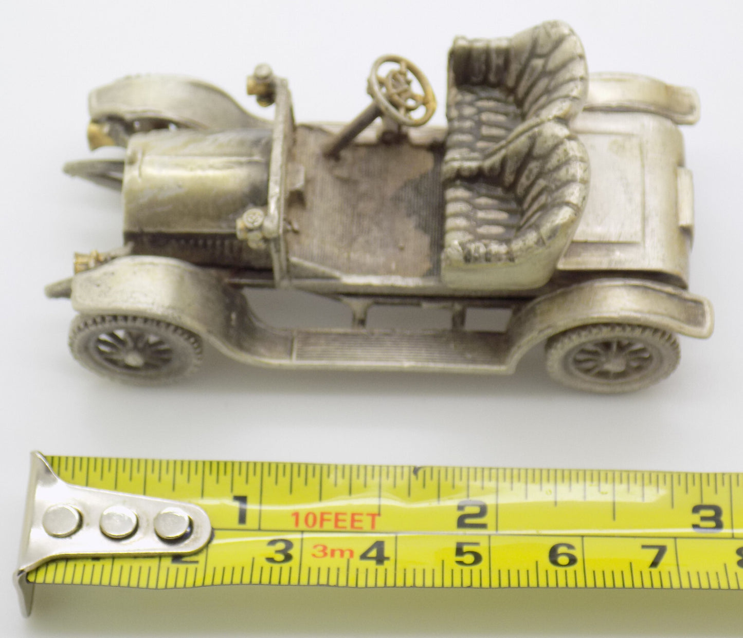 Vintage Italian Silver 800 Opel Coupe 1909 Figurine Handcrafted 1960s 1970s