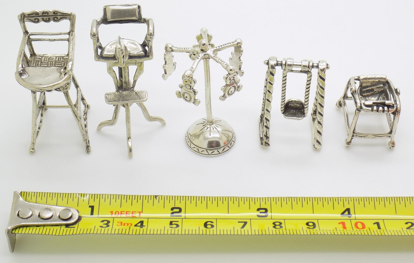 Vintage Italian Handmade Genuine Silver 3 x Brooches Anchor Ribbon and Windsurf