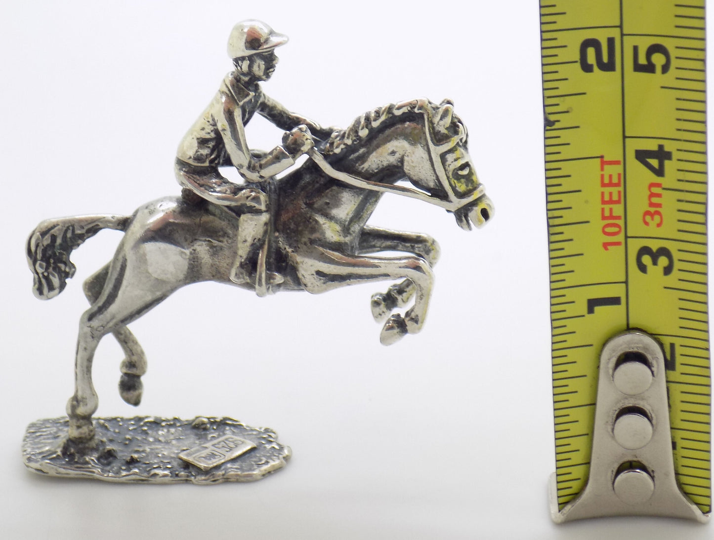 Vintage Italian Handmade Sterling Silver 925 Show Jump Horse & Jockey Figurine