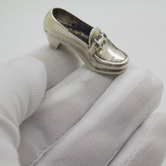 Vintage Italian Silver Woman Shoe Figurine Handmade Miniature 800 Silver Collect