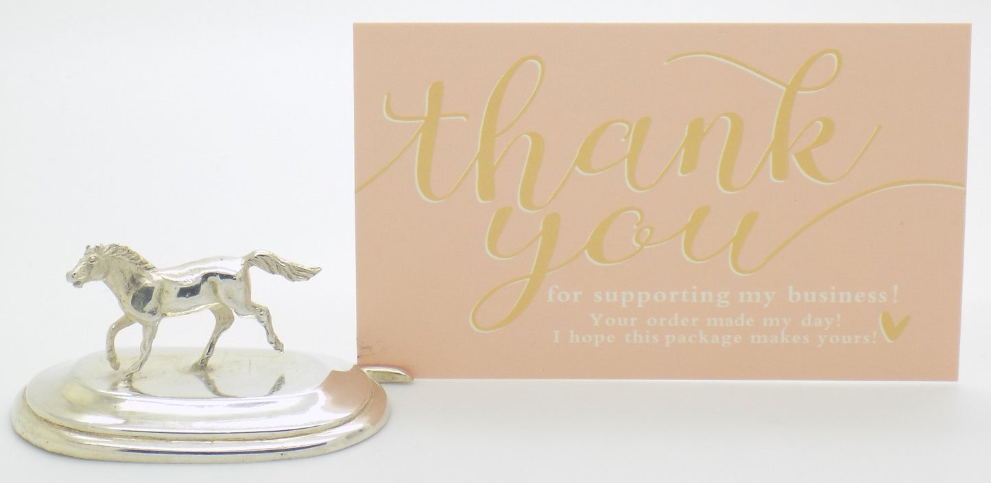 Vintage Italian Handmade Genuine Silver Horse Place Card Holder Florence Tuscany