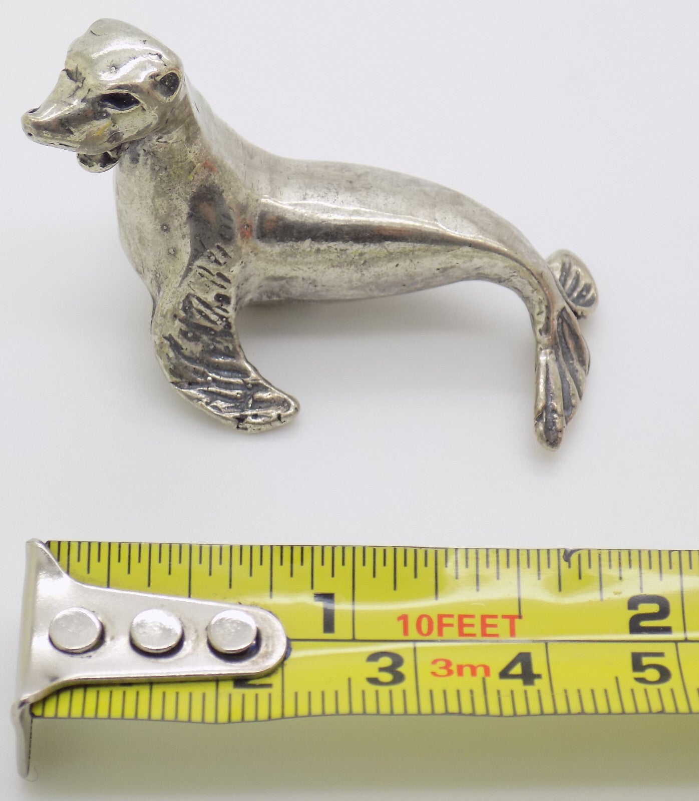 Vintage Italian Silver Seal Figurine Arezzo Tuscany 1970s 1980s Rare Design