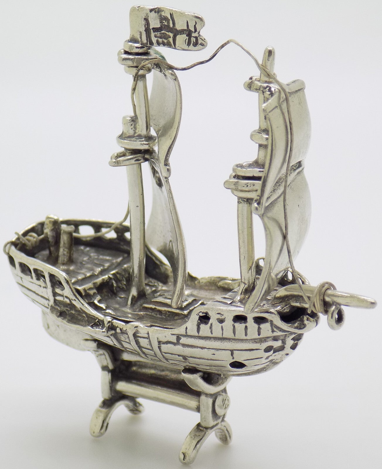 Vintage Italian Handmade Genuine Silver .800 Columbu's Pinta Caravel Figurine
