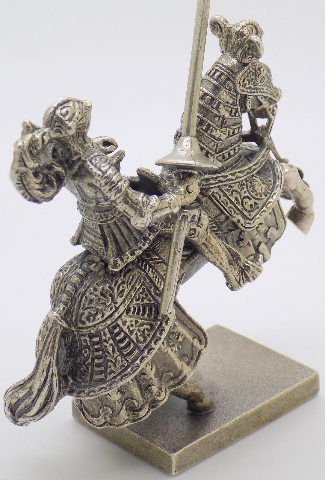 Vintage Italian Handmade Genuine Silver Medieval Jousting Knight Figurine Statue