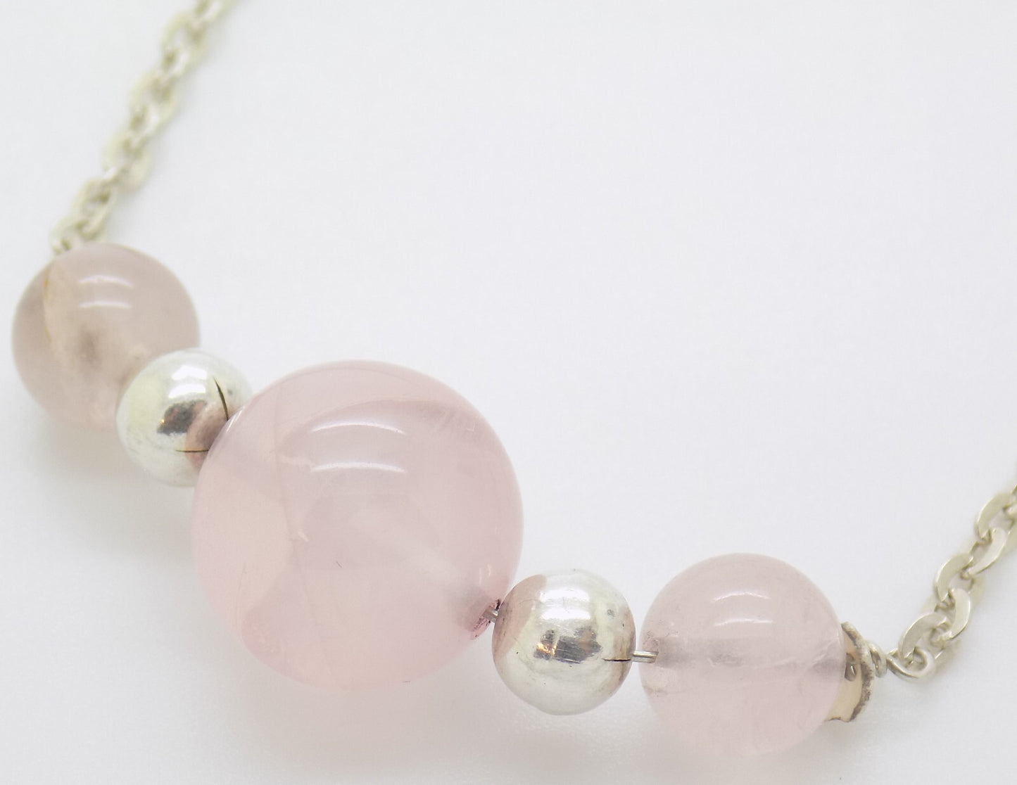 Vintage Italian Handmade Sterling Silver 925 Necklace with Pink Stones