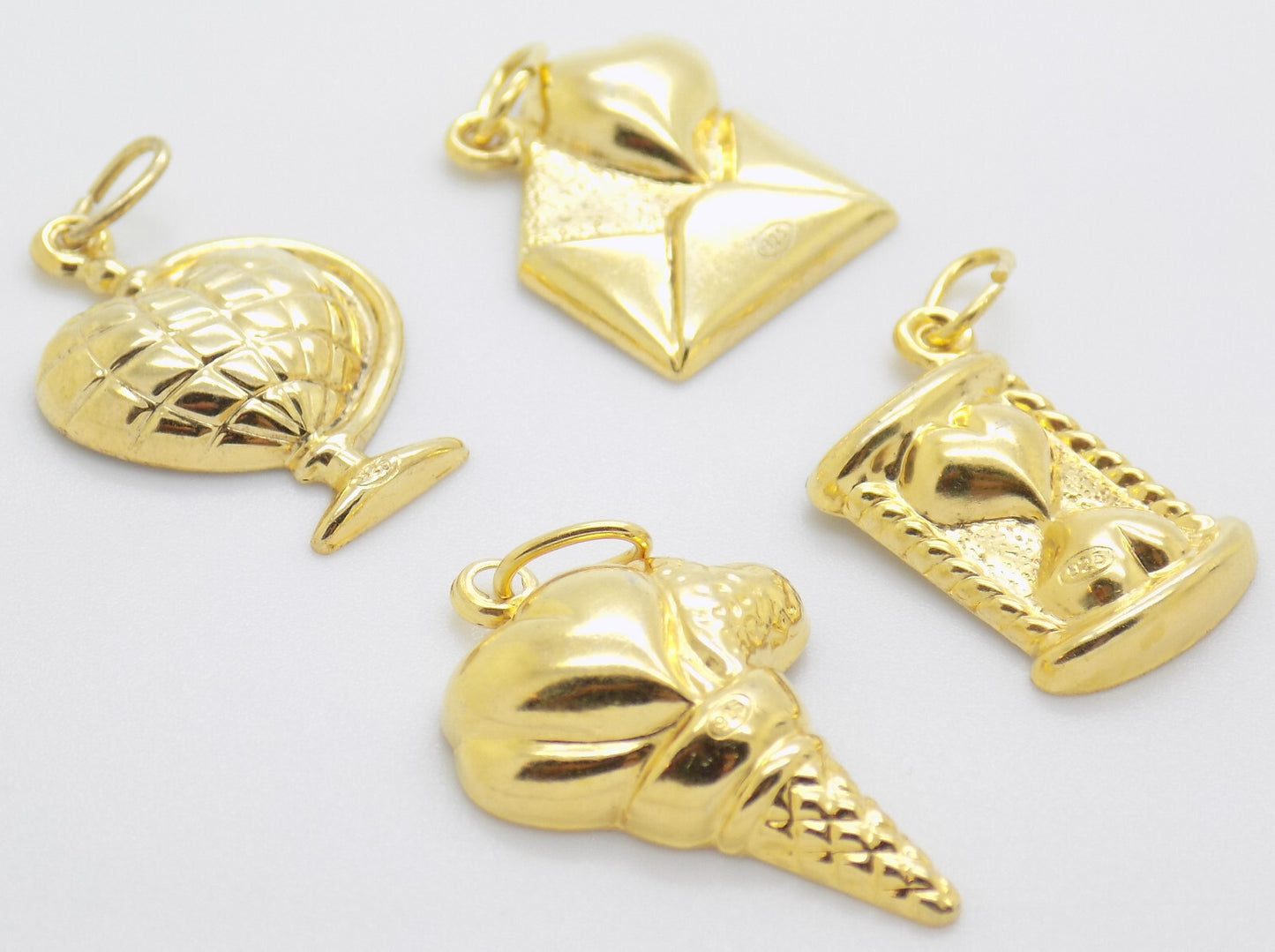 4 x Vintage Italian Handmade Sterling Silver 925 Lucky Charm Love Charm Pendants