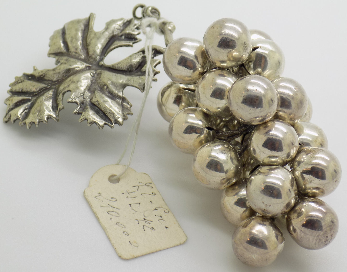 Vintage Italian Handmade Genuine Silver .800 Large Bunch of Grapes Figurine