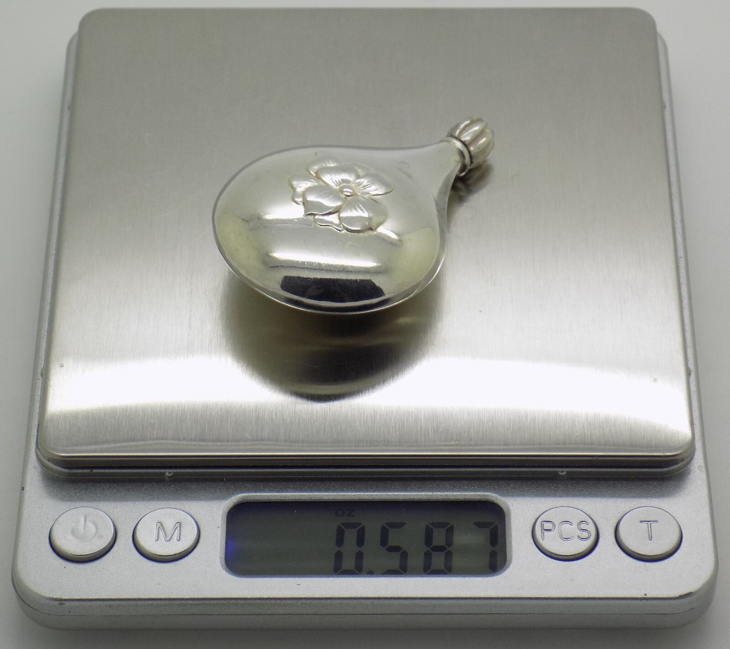 Vintage Italian Handmade Genuine Silver .800 Teardrop Shaped Perfume Bottle