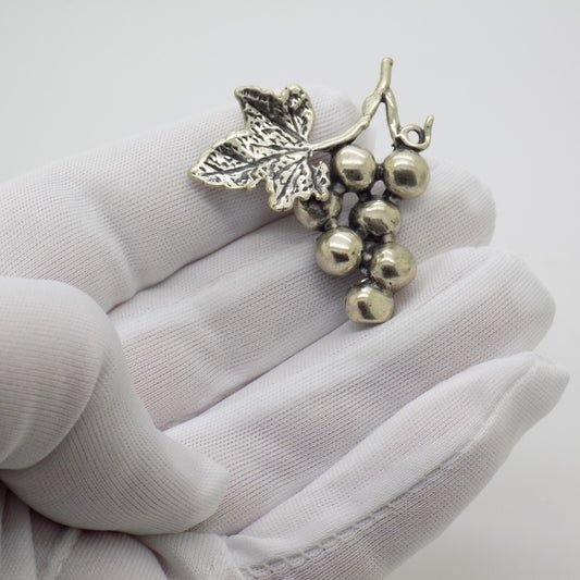 Vintage Italian Handmade Genuine Silver Grapes Flat Miniature Figurine