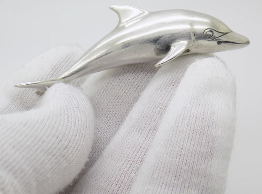 Vintage Italian Handmade Silver 800 Dolphin Large Detailed Sealife Figurine
