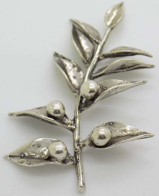 Vintage Italian Handmade Genuine Silver Holly Christmas Decoration Figurine