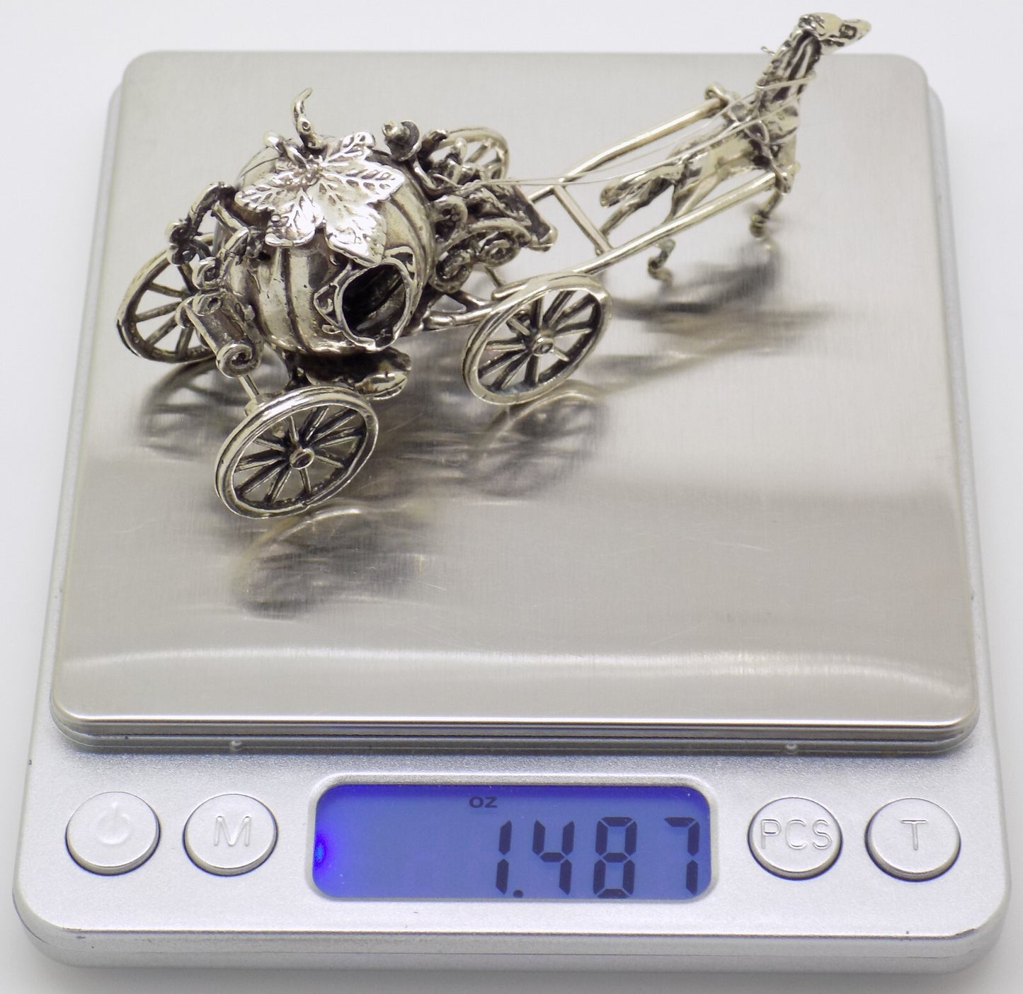 Vintage Italian Handmade Genuine Silver Cinderella Princess Carriage Figurine